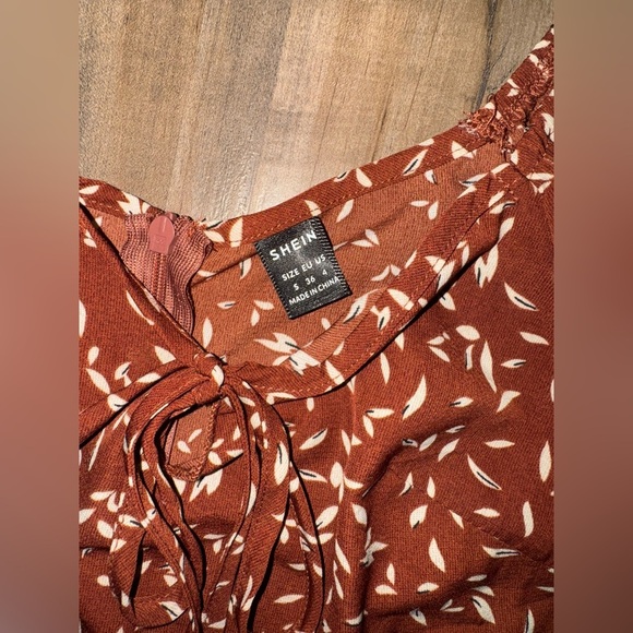 Women’s Floral Brown Floral Midi Dress Size Small - Picture 4 of 6